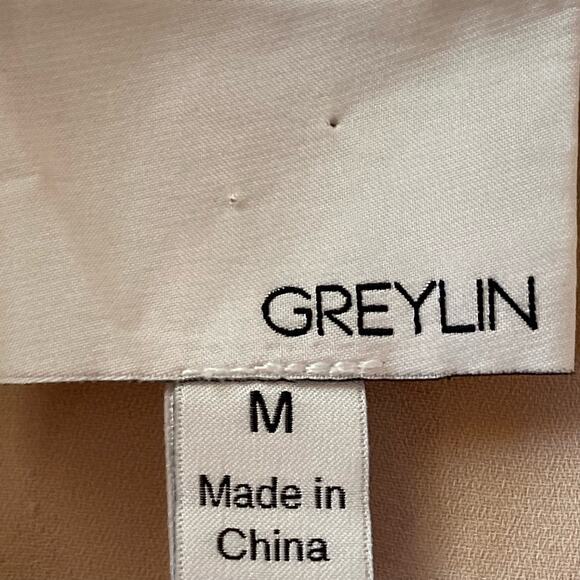 Greylin Cream Lace Overlay Sleeveless Shirt Dress Sheath Size M Wedding Guest - Picture 7 of 9